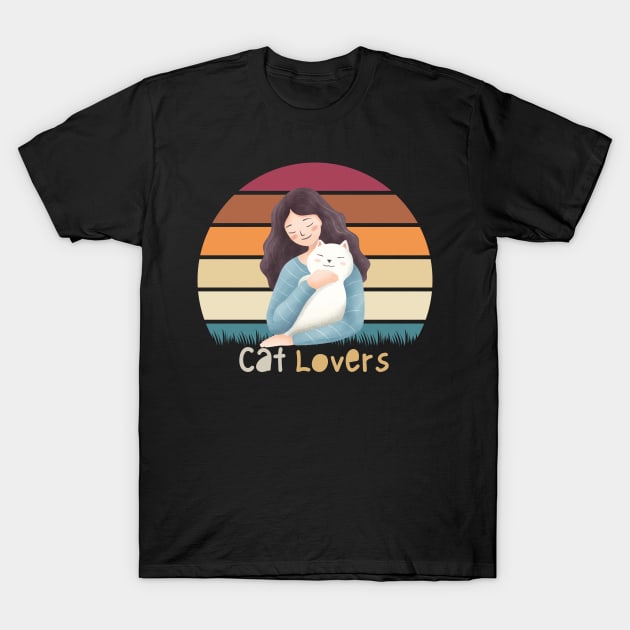 cat lover woman Retro Vintage T-Shirt by ZIan23